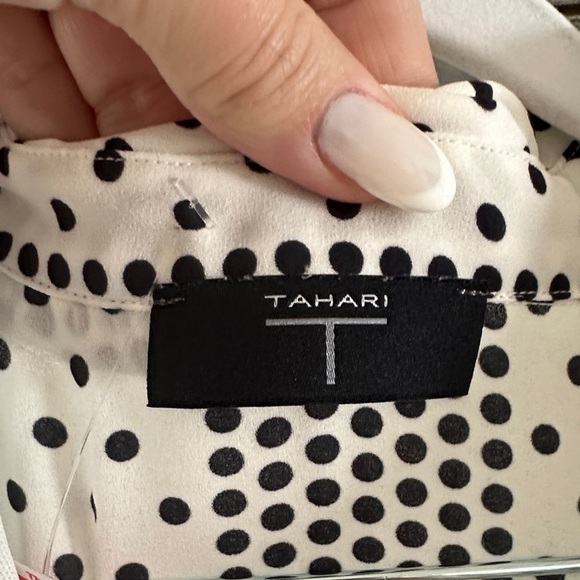 Tahari Black and White Polka Dot Maxi Dress - Picture 3 of 7